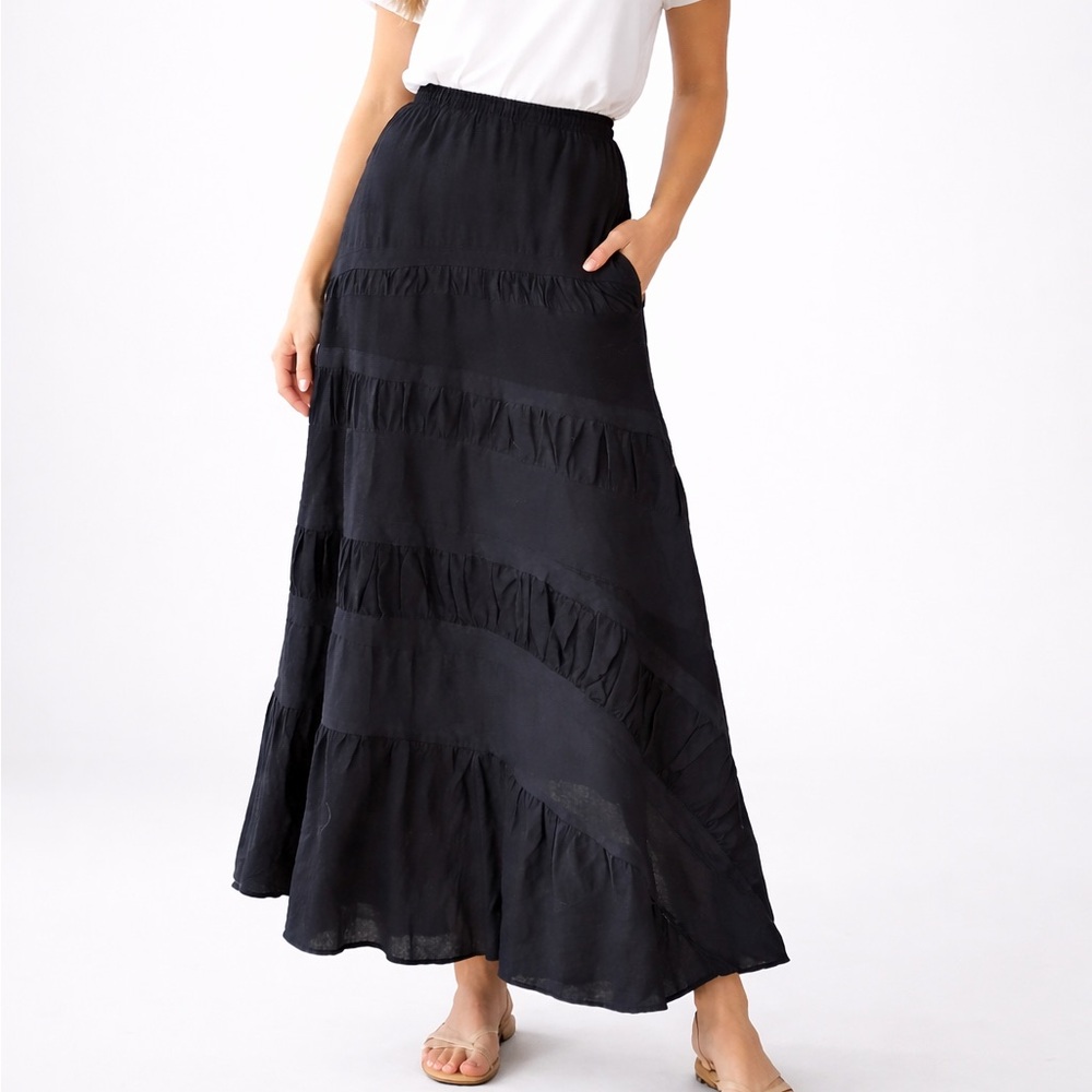 Bleu Bayou Black Boho Maxi Skirt Size Small - Picture 2 of 10